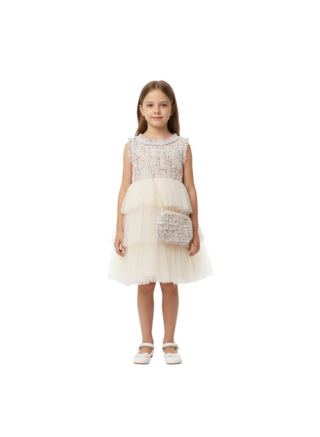 D'Daniela Julietta Party Dress Beige Colour with Jacket - Image 3